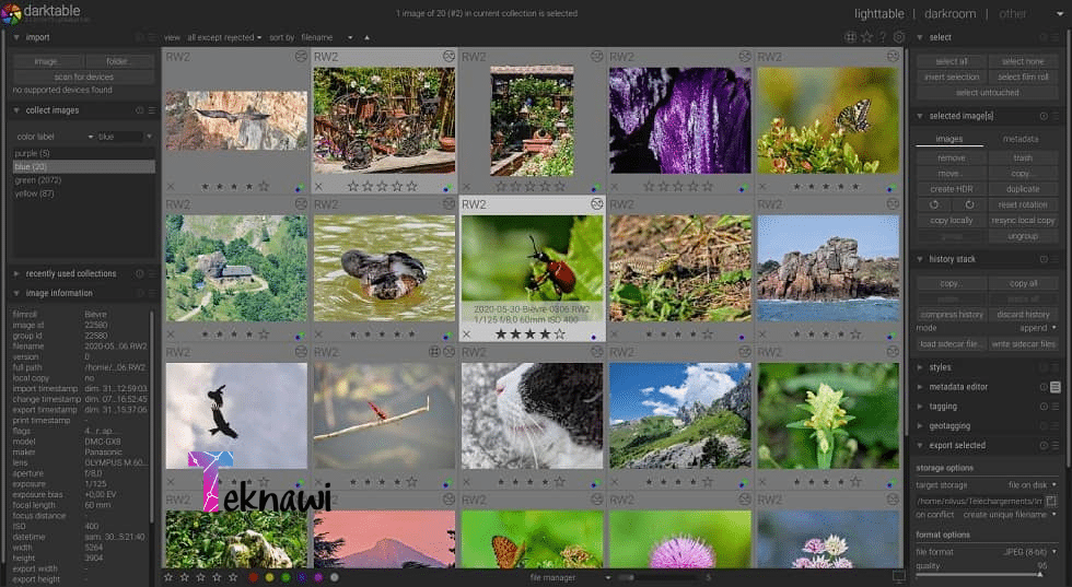 برنامج Darktable من أفضل برامج تعديل الصور للكمبيوتر